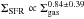 \hbox{$\Sigma_{\rm SFR}\propto\Sigma_{\rm gas}^{0.84\pm0.39}$}