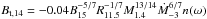 \hbox{$B_{\rm t,14}=-0.04 B_{15}^{-5/7}R_{11.5}^{-1/7}M_{1.4}^{13/14}\dot M_{-3}^{6/7} n(\omega)$}