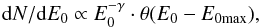 \appendix \setcounter{section}{2} \begin{equation} {\rm d}N/{\rm d}E_{0} \propto E_{0}^{-\gamma}\cdot\theta(E_{0}-E_{\rm 0max}), \end{equation}