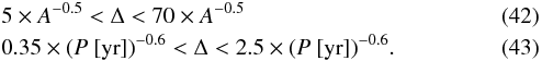 \begin{equation} M [M_\odot] = 0.45 P[s]^{0.87} A^{-0.72}. \label{eq:massestimation} \end{equation}