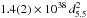 \hbox{$1.4(2)\times10^{38}\,d_{5.5}^2$}