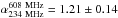 \hbox{$\alpha_{\rm 234~MHz}^{\rm 608~MHz}=1.21\pm0.14$}