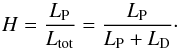\begin{equation} \label{hardness} H = \frac{L_{\rm P}}{L_{\rm tot}} = \frac{L_{\rm P}}{L_{\rm P}+L_{\rm D}}\cdot \end{equation}