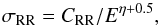 \begin{equation} \sigma_{\mathrm{RR}}=C_{\mathrm{RR}}/{E}^{\eta+0.5}, \end{equation}