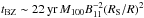\hbox{$t_{\rm BZ} \sim 22 \, {\rm yr} \,M_{100} B_{11}^{-2} (R_{\rm S}/R)^2$}