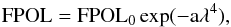 \begin{equation} \mathrm{FPOL=FPOL_0 \exp(-a\lambda^4)}, \label{burn} \end{equation}