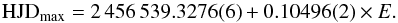 \begin{equation} {\rm HJD_{\rm max}} = 2\,456\,539.3276(6) + 0.10496(2) \times E. \label{eq:MNDra_OC_Max1} \end{equation}