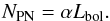 \begin{equation} N_{\mathrm{PN}} = \alpha L_{\mathrm{bol}}. \label{eqn:alphadef} \end{equation}