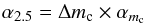 \begin{equation} \alpha_{2.5} = \Delta m_{\rm c} \times \alpha_{m_{\rm c}} \end{equation}