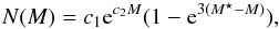 \begin{equation} N(M) = c_1 {\rm e}^{c_2 M} (1 - {\rm e}^{3(M^{\star} - M)}), \label{eqn:PNLF} \end{equation}