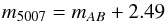 \begin{equation} m_{5007} = m_{AB} + 2.49 \end{equation}