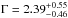 \hbox{$\Gamma = 2.39_{-0.46}^{+0.55}$}