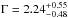 \hbox{$\Gamma = 2.24_{-0.48}^{+0.55}$}