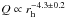 \hbox{$Q \propto r_{ \rm h}^{-4.3 \pm 0.2}$}