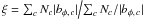 \hbox{$\left. \xi = \sum_c N_c |b_{\phi,\,c}| \middle/ \sum_c N_c/|b_{\phi,\,c}|\right.$}