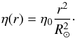 \appendix \setcounter{section}{1} \begin{equation} \eta(r) = \eta_0\frac{r^2}{R_\odot^2}\cdot \label{ap:diffExpl} \end{equation}
