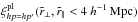 \hbox{$\xipl_{hp=hp^\prime}(\rperppseudo,\rparpseudo<4~\hMpc)$}