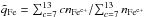 \hbox{$\tilde{q}_{\rm Fe} = \sum_{c=7}^{13} c n_{\rm Fe^{c+}}/ \!\sum_{c=7}^{13} n_{\rm Fe^{c+}}$}