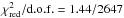 \hbox{$\chi^{2}_{\rm red}{\rm /d.o.f.} = 1.44/2647$}