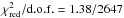 \hbox{$\chi^{2}_{\rm red}{\rm /d.o.f.} = 1.38/2647$}