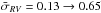\hbox{$\bar\sigma_{RV} = 0.13 \rightarrow 0.65$}