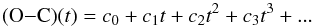 \begin{equation} {\rm (O {-} C)} (t)= c_0 + c_1 t + c_2 t^2 + c_3 t^3 + ...\label{parabola} \end{equation}