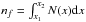 \hbox{$n_{f} = \int^{x_2}_{x_1} N(x) {\rm d}x$}
