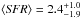 \hbox{$\langle {\it SFR}\rangle =2.4^{+1.0}_{-1.9}$}