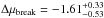 \hbox{$\Delta\mubreak=-1.61^{+0.33}_{-0.53}$}