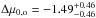 \hbox{$\Delta\muo=-1.49^{+0.46}_{-0.46}$}