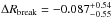 \hbox{$\Delta \rbreak = -0.087^{+0.54}_{-0.55}$}