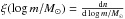 \hbox{$\xi(\log m/\Msol)=\frac{\ud n}{\ud \log m/\Msol}$}