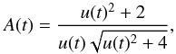 \begin{equation} \label{magnification} A(t)=\frac{u(t)^2+2}{u(t)\sqrt{u(t)^2+4}} , \end{equation}
