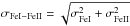 \hbox{$\sigma_{\rm FeI - FeII} = \sqrt{\sigma_{\rm FeI}^2 + \sigma_{\rm FeII}^2}$}