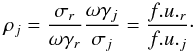 \begin{equation} \label{eq:rho} \rho_j = \frac{\sigma_r}{\omega \gamma_r} \frac{\omega \gamma_j}{\sigma_j} = \frac{f.u._r}{f.u._j}\cdot \end{equation}