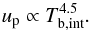 \begin{equation} u_{\rm p}\propto T_{\mathrm{b,int}}^{4.5}. \end{equation}