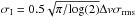 \hbox{$\sigma_{\rm I} = 0.5 \sqrt{\pi/{\rm log(2)}} \Delta v \sigma_{\rm rms}$}