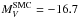\hbox{$M_{V}^{\rm SMC} = -16.7$}