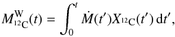 \begin{equation} \label{mwind} M^\text{W}_{^{12}\text{C}}(t) = \int_\text{0}^{t} \dot{M}(t') X_{^{12}\text{C}}(t') \, \text{d}t', \end{equation}