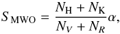 \begin{equation} S_\mathrm{MWO} = \frac{N_{\rm H} + N_{\rm K}}{N_V + N_R} \alpha , \label{eq:sindexdef} \end{equation}