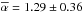 \hbox{$\overline{\alpha}=1.29\pm0.36$}