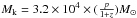 \hbox{$M_{\rm k} = 3.2\times10^4\times(\frac{p}{1+z})M_{\odot}$}