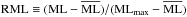\hbox{${\rm RML}\equiv ({\rm ML}-\overline{\rm ML})/({\rm ML}_{\rm max}-\overline{\rm ML})$}