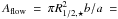 \hbox{$A_{\rm flow}~=~\pi R_{1/2,\star}^2 b/a~=~$}