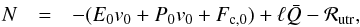 \begin{eqnarray} N &=&- (E_0v_0 +P_0v_0 +F_{{\rm c},0} ) + \ell \bar{Q} - \mathcal{R}_{\rm utr}, \label{eqn:1d_si_utr_tec} \end{eqnarray}