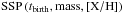 \hbox{$\mathrm{SSP}\left({t}_\mathrm{birth},\mathrm{mass},[\mathrm{X/H}]\right)$}