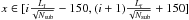 \hbox{$x \in [i \frac{L_{\rm f}}{\sqrt{N_{\rm sub}}}-150, (i+1) \frac{L_{\rm f}}{\sqrt{N_{\rm sub}}}+150]$}