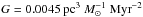 \hbox{$G=0.0045~\mathrm{pc}^3~\msun^{-1}~\mathrm{Myr}^{-2}$}
