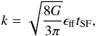 \begin{equation} \label{ka} k = \sqrt{ \frac{8G}{3\pi} } \epsilon_\mathrm{ff} t_\mathrm{SF} , \end{equation}