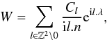 \appendix \setcounter{section}{1} \begin{equation} W = \sum_{l\in\mathbb{Z}^2\backslash 0} \frac{C_l}{\im l.n}\expo{\im l.\lambda}, \end{equation}